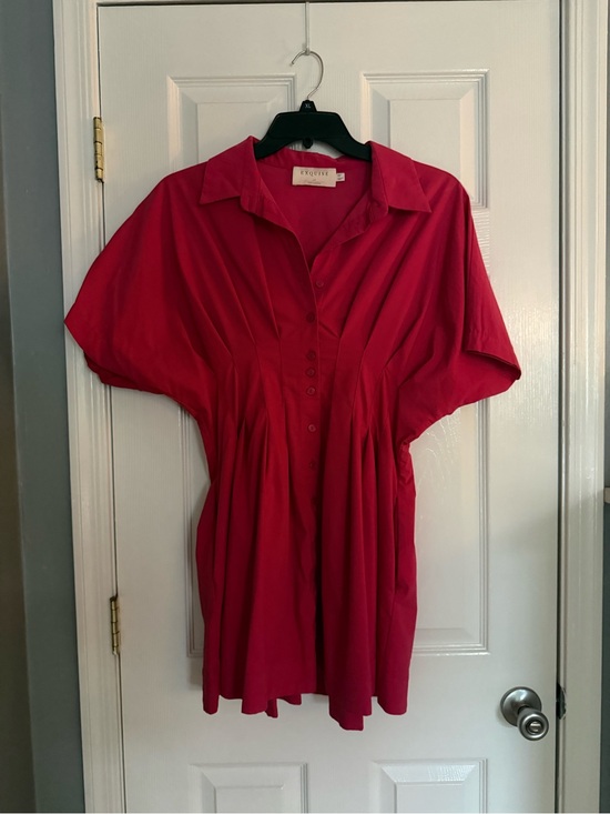 Exquise Dresses & Skirts - Anthropologie Exquise Women's Button-Front Short Sleeve dress in Fuchsia